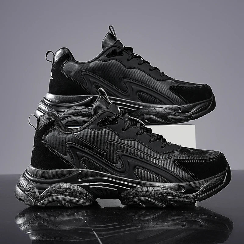 Authentic Black Leather Sneakers