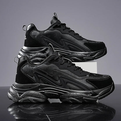 Authentic Black Leather Sneakers