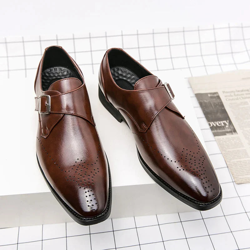 Men's Single Strap Buckle Dress Shoes