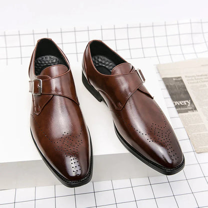 Men's Single Strap Buckle Dress Shoes