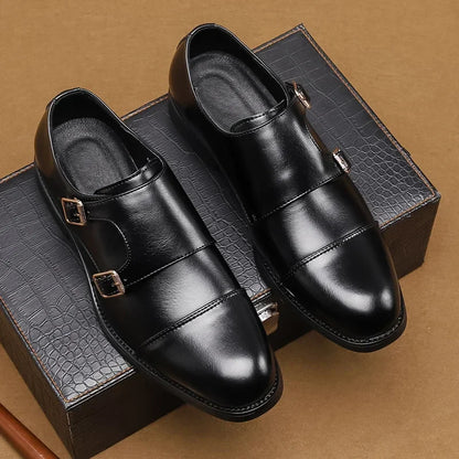 Luxury Leather Monk Strap Shoes