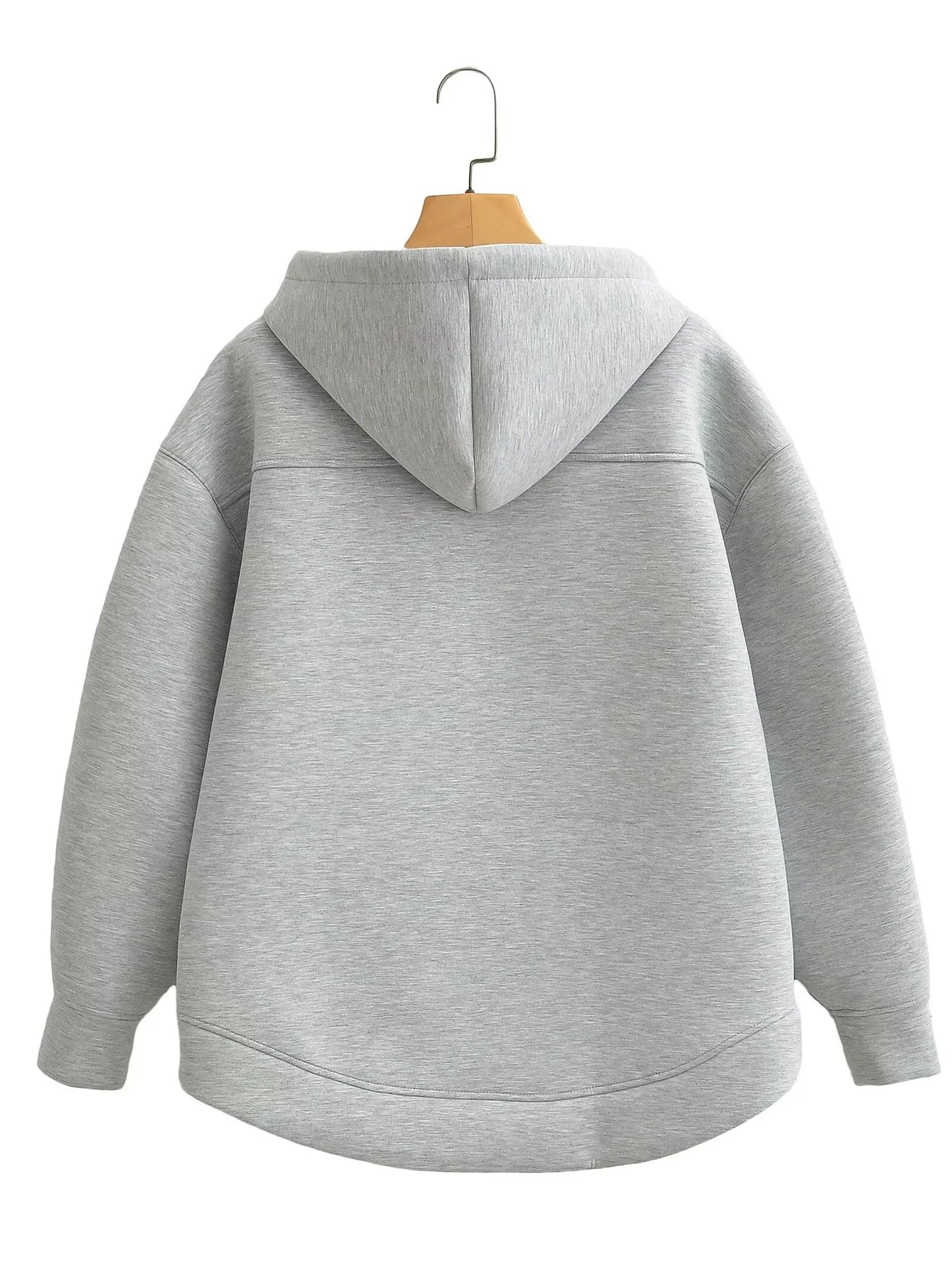 Women's Oversized Zip Hoodie Cotton Casual Grey