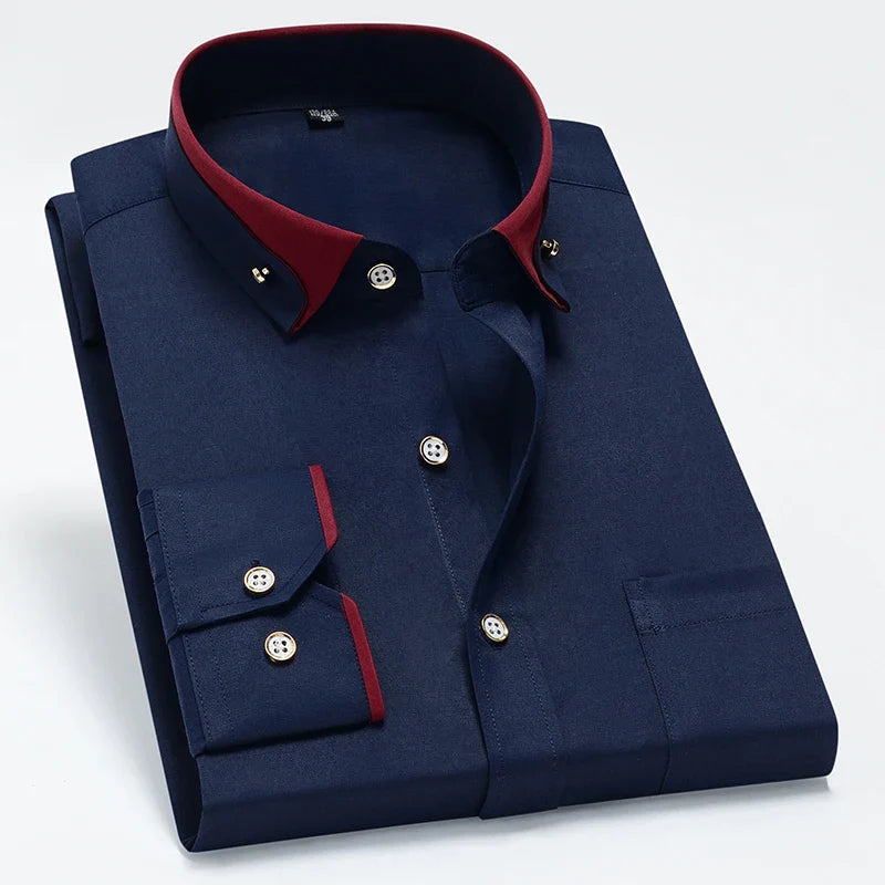 Russell Men's Contrast Collar Dress Shirt
