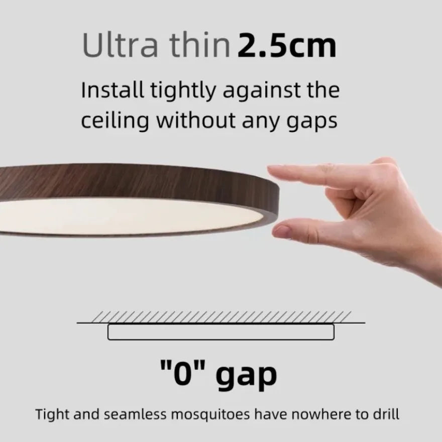Circular Wooden Ceiling Light Walnut LED Ultrathin Indoor