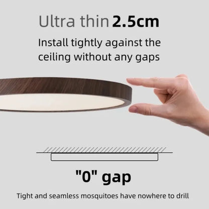 Circular Wooden Ceiling Light Walnut LED Ultrathin Indoor