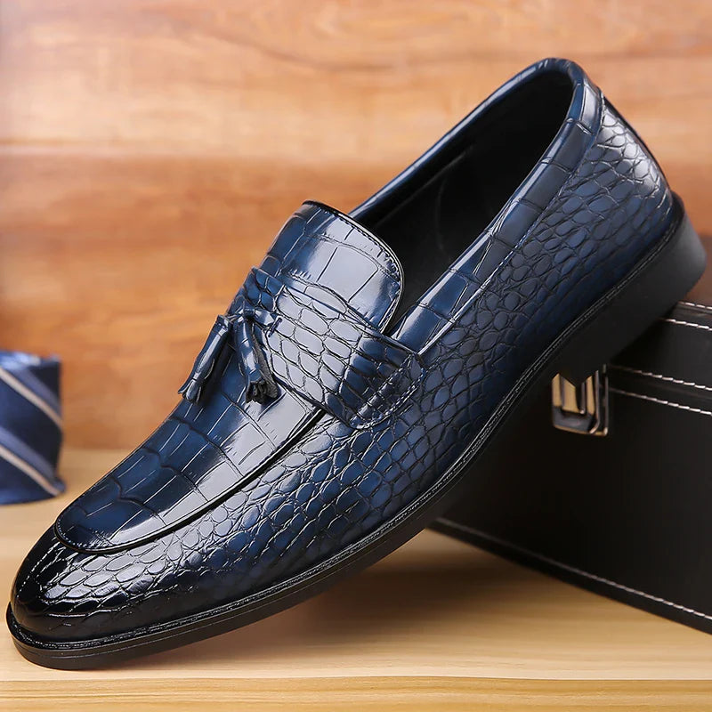 Men's Slip-On Dress Shoes Leather Black