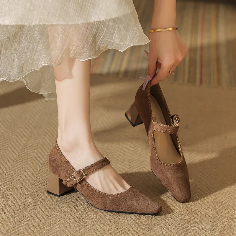 Ankle Suede High Heels - VibreMode