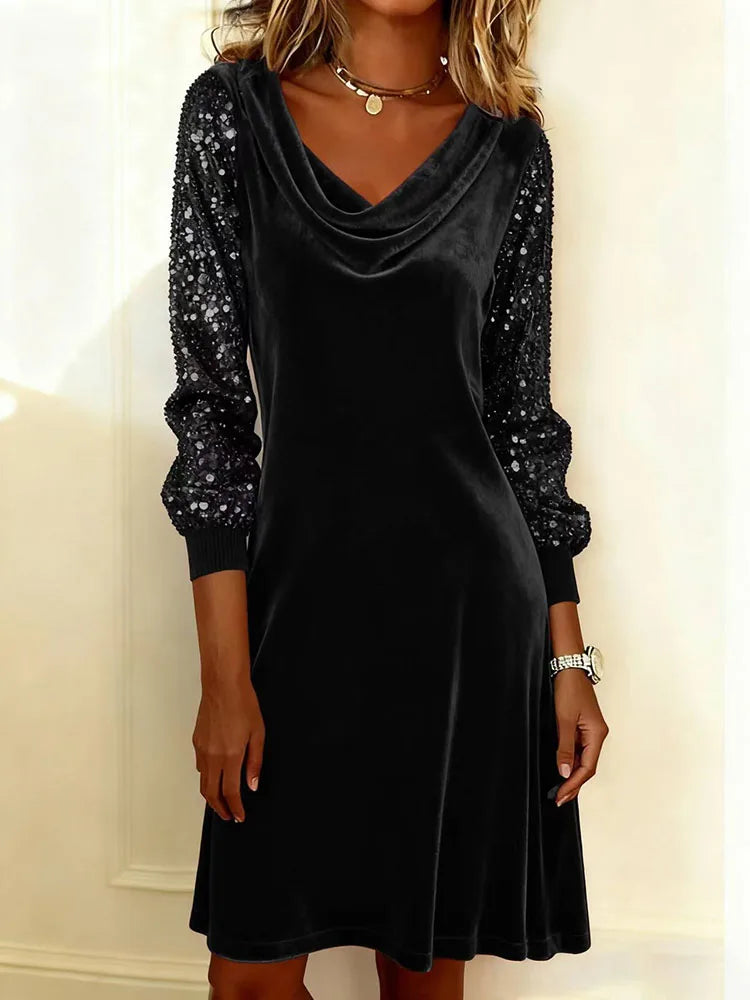 Flowy Sequin Midi Party Dress