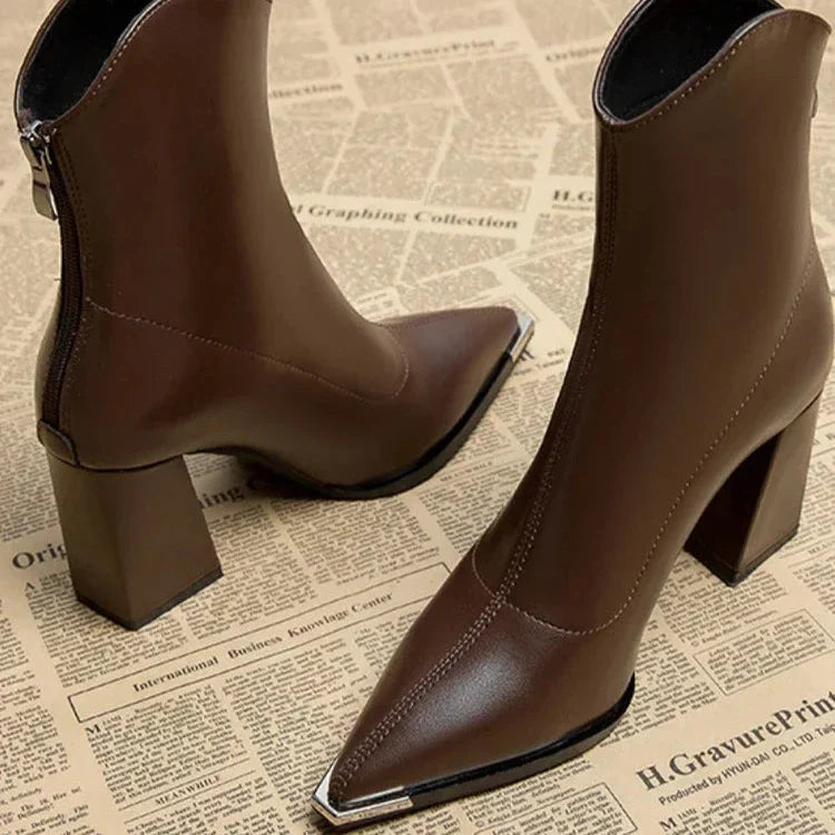 Stylish Women's Ankle Block Heel Boots