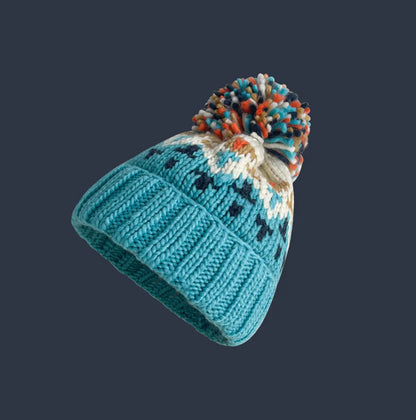 Warm Winter Snowflake Pom Hat