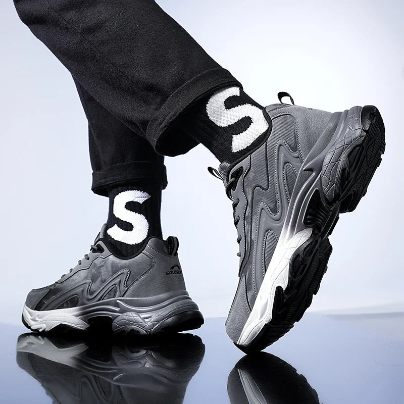 Authentic Black Leather Sneakers