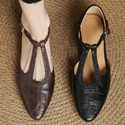 Classic Ladies Pointed Toe Leather Flat Shoes