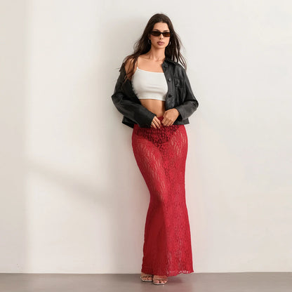 Women's Sheer Lace See Through Skirt