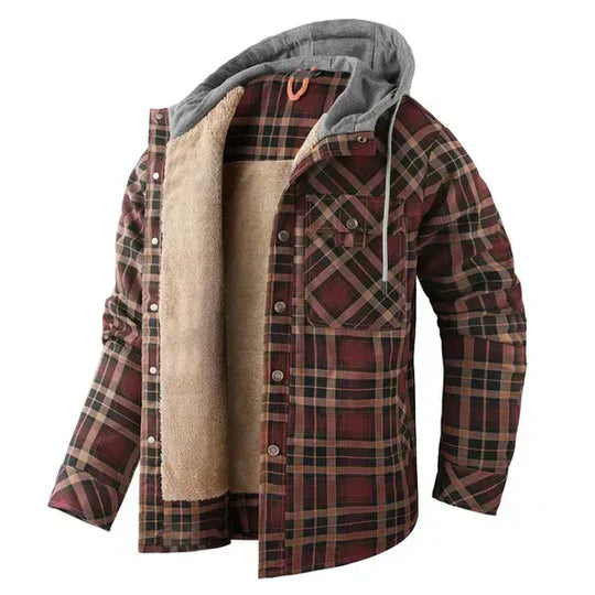 Men's Plaid Hooded Flannel Jacket
