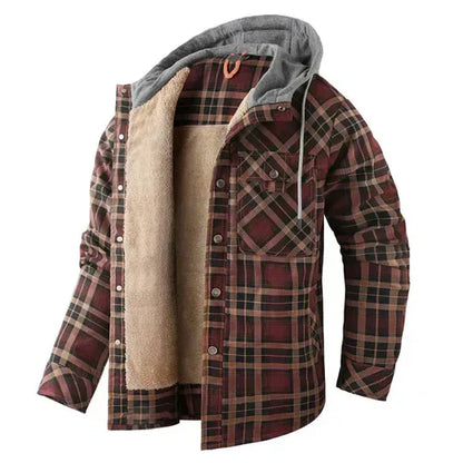 Men's Plaid Hooded Flannel Jacket