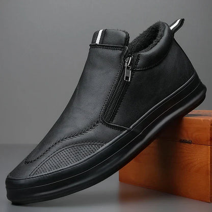 Nirvana Men's Leather Sneakers Black - VibreMode