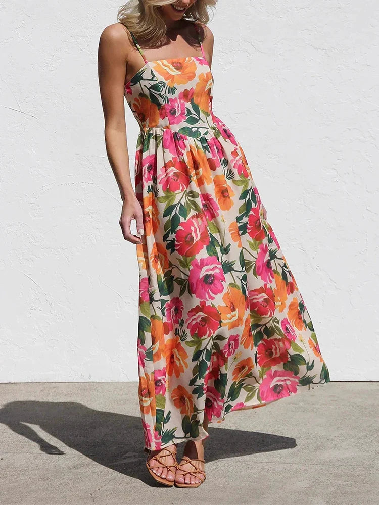Elegant Floral Off Shoulder Maxi Dress