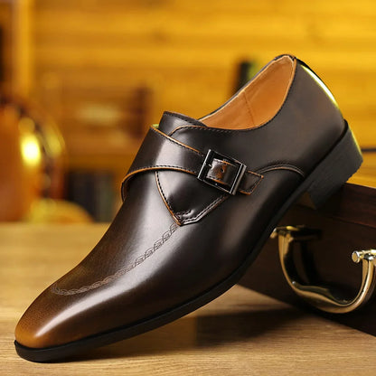 Men's Leather Monk Strap Loafers - VibreMode