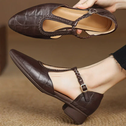 Classic Ladies Pointed Toe Leather Flat Shoes