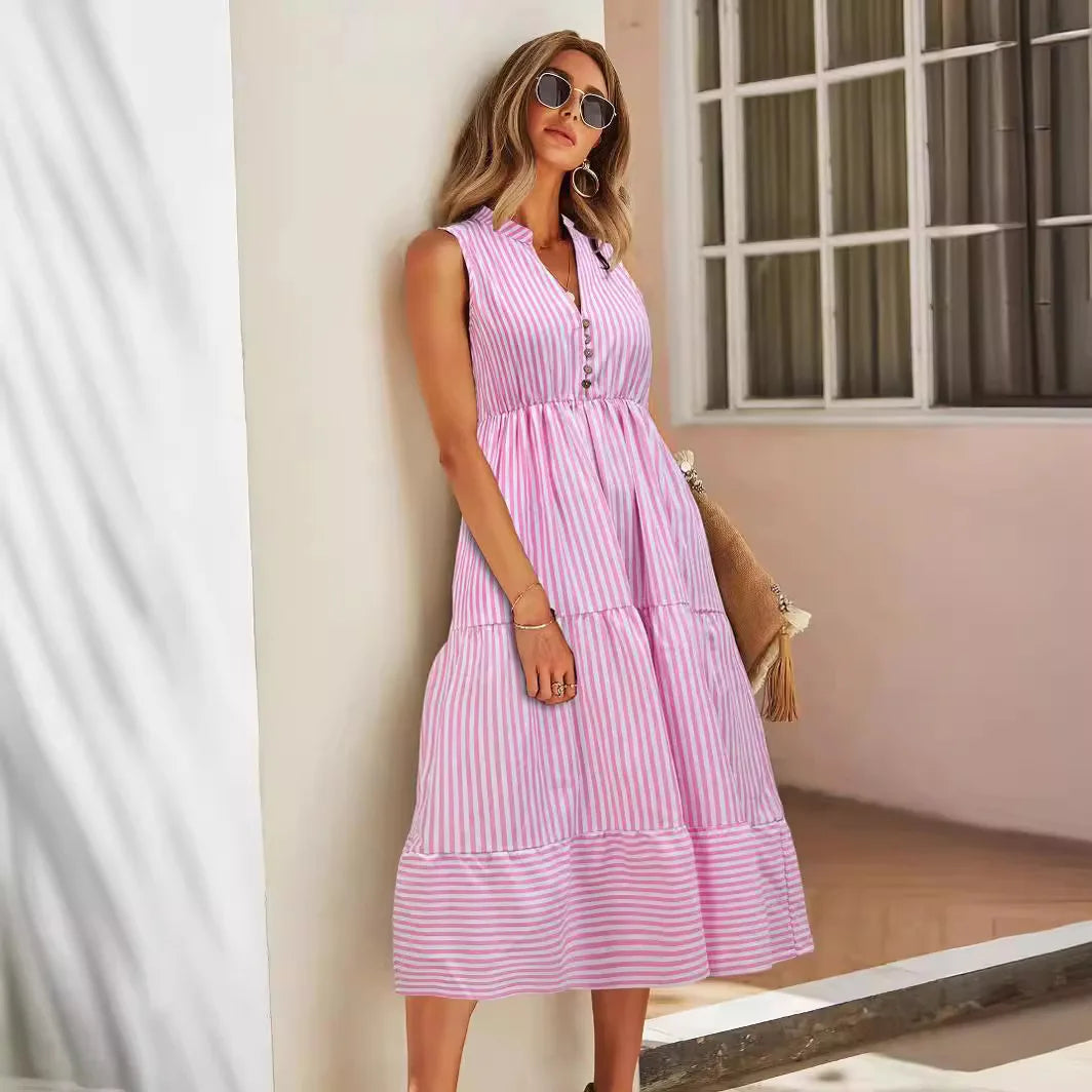 Women's Striped Sleeveless Summer Dress