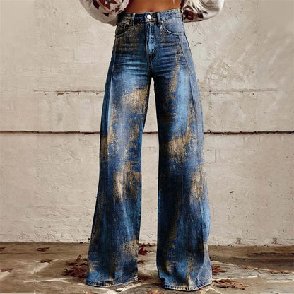 Fashionable Graphic Denim Jeans