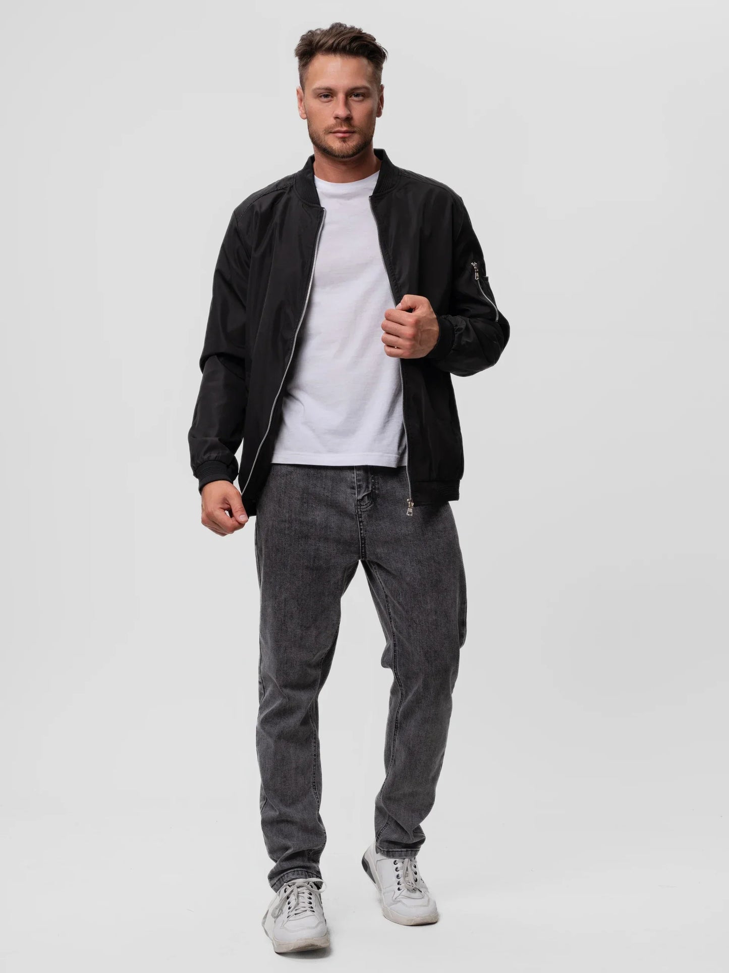 Men's Bomber Jacket Zip Closure