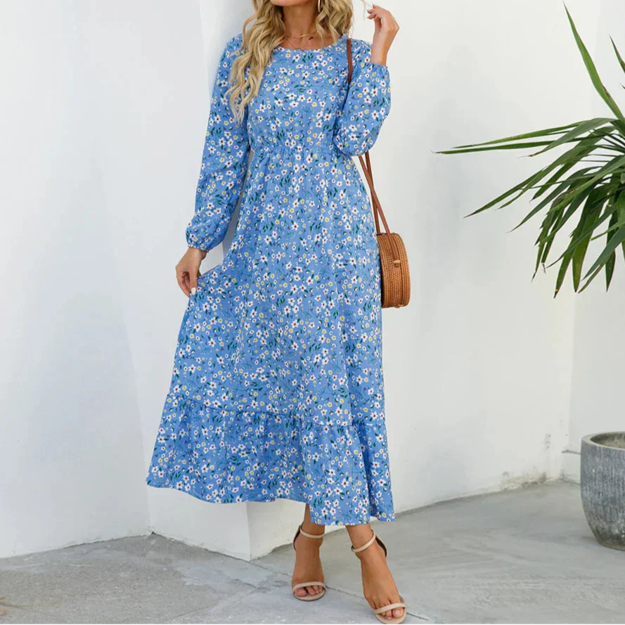 Women's Floral Long Sleeve Maxi Dress