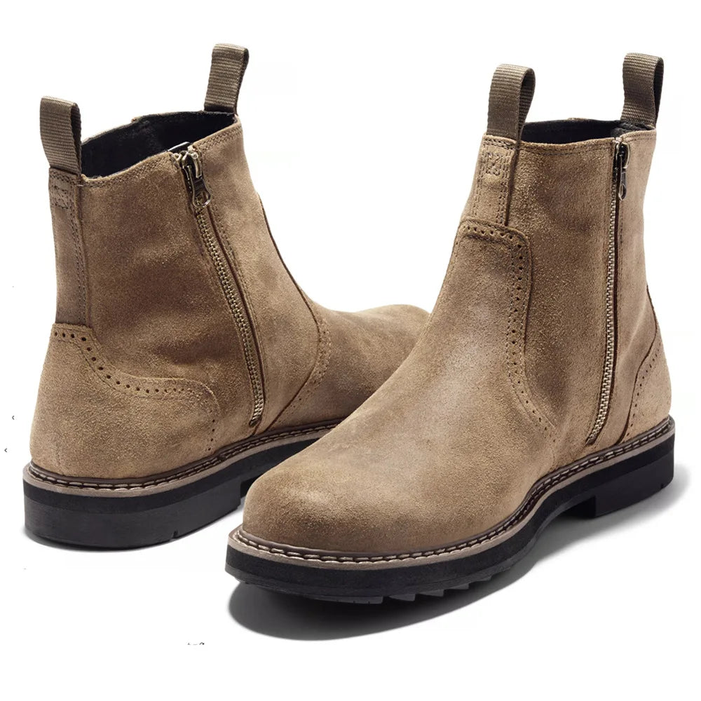 Men's Chelsea Boots Side Zip Leather Comfortable Black - VibreMode