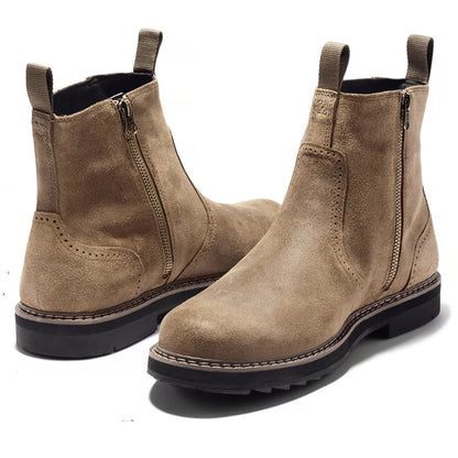 Men's Chelsea Boots Side Zip Leather Comfortable Black - VibreMode