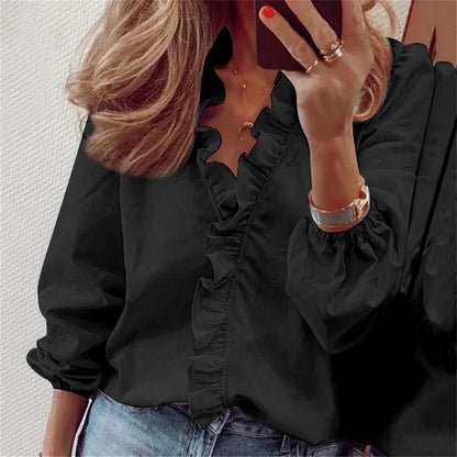 Women's Ruffle Long Sleeve Blouse