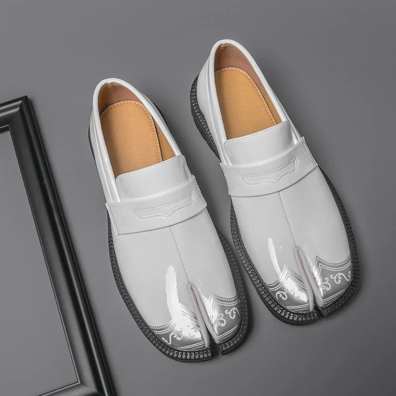 Obsidian Leather Tabi Loafers