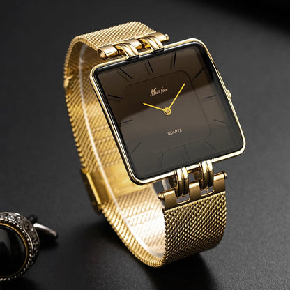 Women's Minimalist Watch Mesh Band Square Case - VibreMode