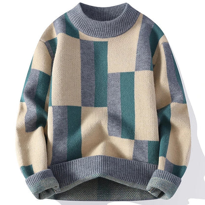 Multicolor Patterned Knit Sweater
