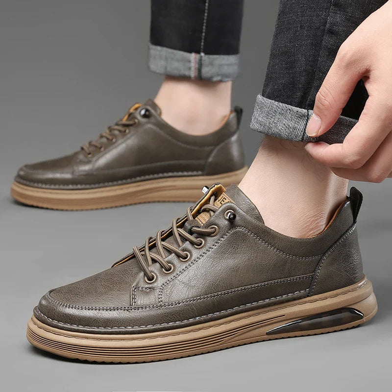 Brown Leather Running Shoes