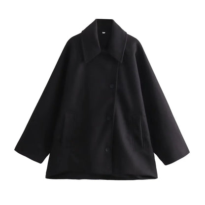 Women's Oversized Winter Coat Long Sleeve Button Front Jacket