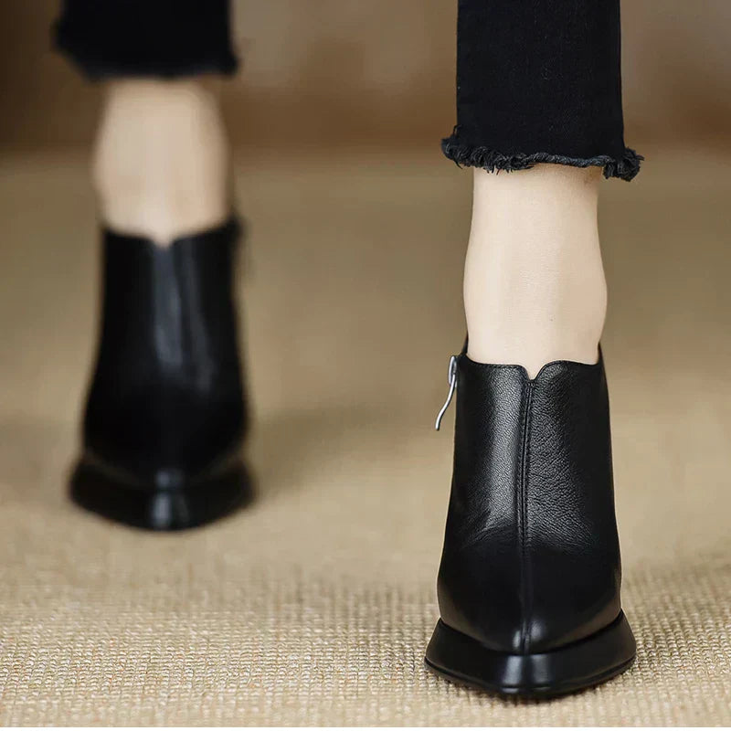 Elegant Women's High Block Heel Zip Pumps