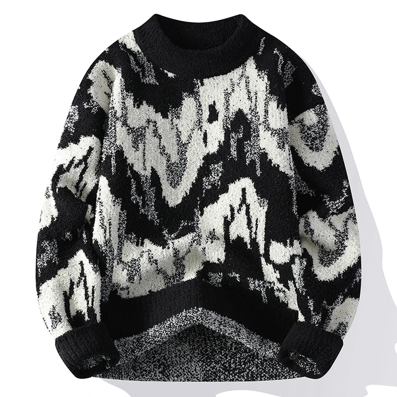Unique Patterned Crew Neck Sweater
