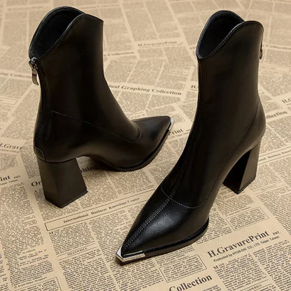Stylish Women's Ankle Block Heel Boots