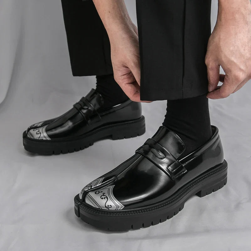 Obsidian Leather Tabi Loafers