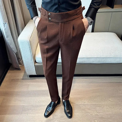 Men's Textured Pleated Front Trousers