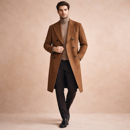 Men's Double Breasted Long Trench Coat