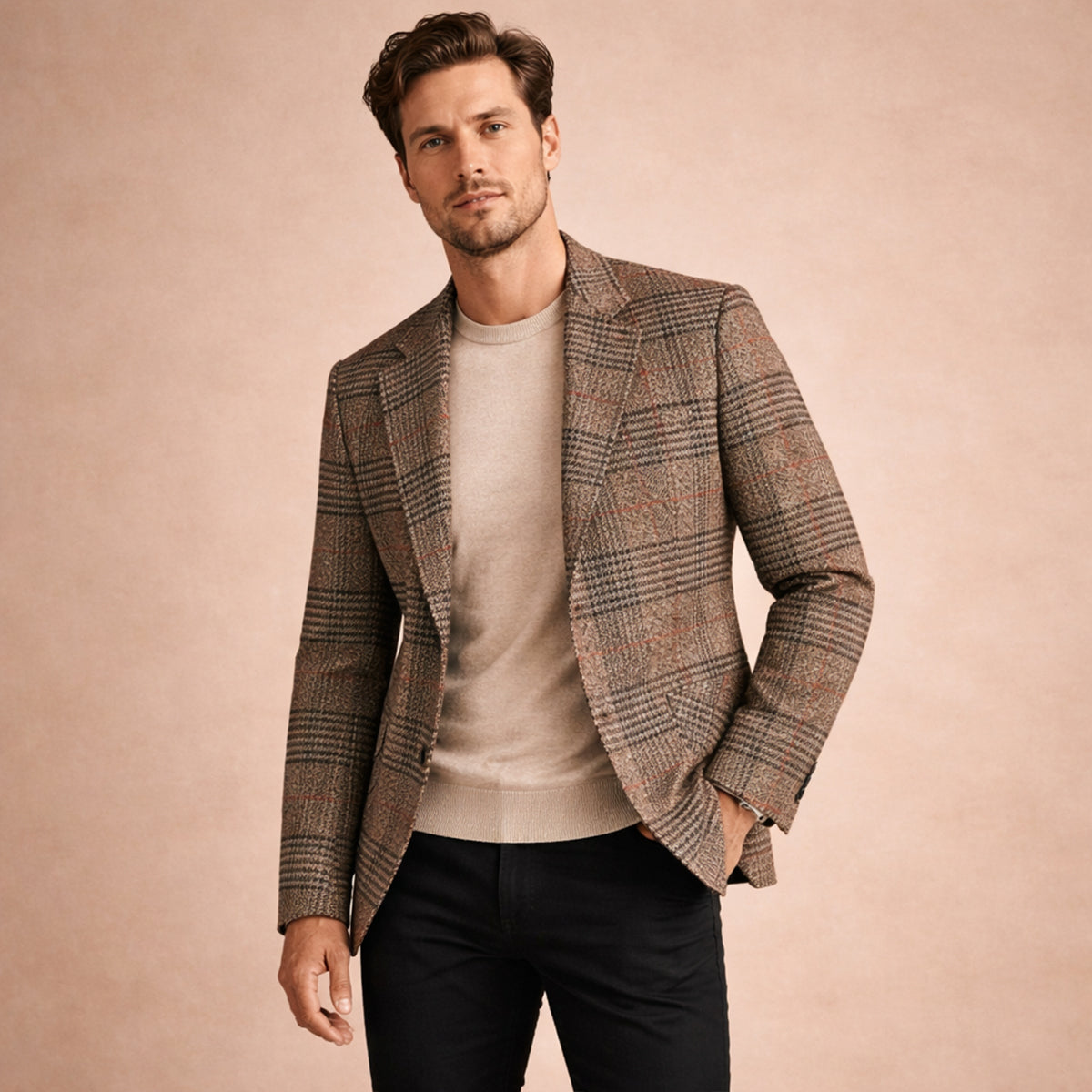 Men's Tweed Blazer Slim Fit Plaid