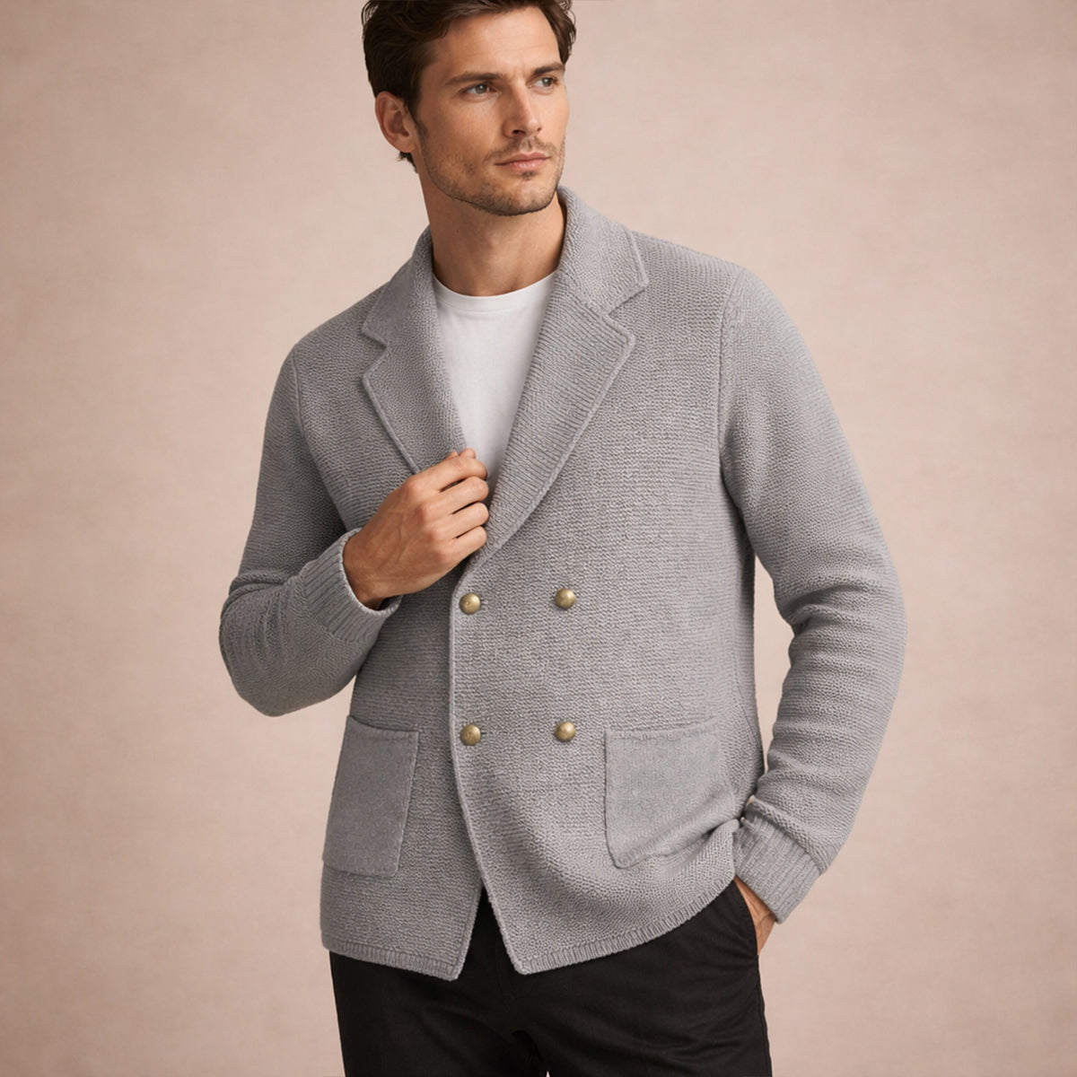 Men's Double Breasted Knit Cardigan