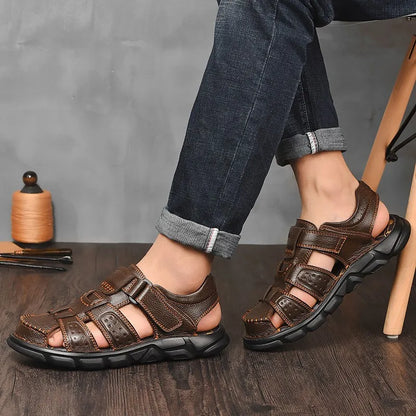Authentic Brown Leather Summer Sandals
