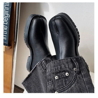 Men's Leather Tabi Loafers Black