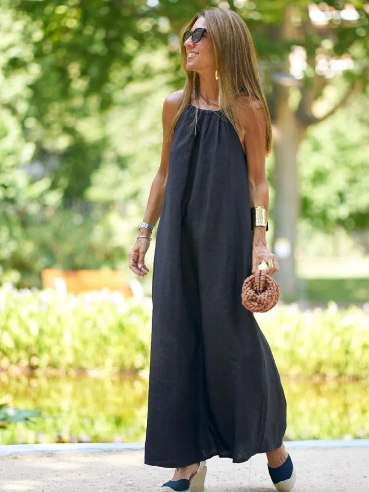 Women's Halter Dress Elegant Summer Cotton