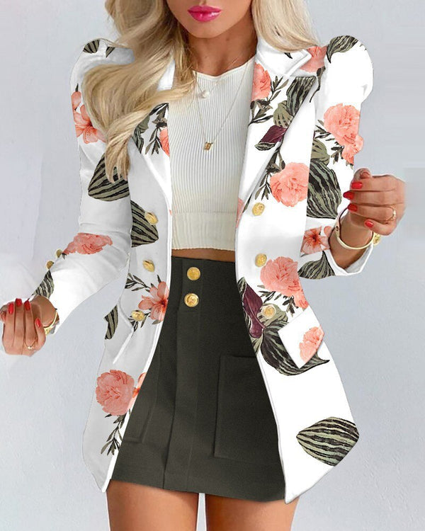 Chic Women's Suit Jacket and Skirt Set