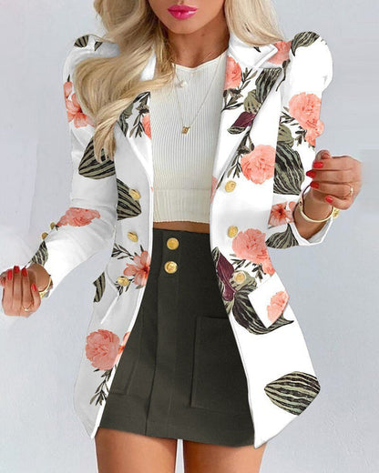 Chic Women's Suit Jacket and Skirt Set
