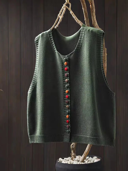 Simple Crew Neck Sweater Vest