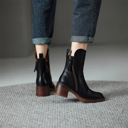Women's Block Heel Side Zip Boots